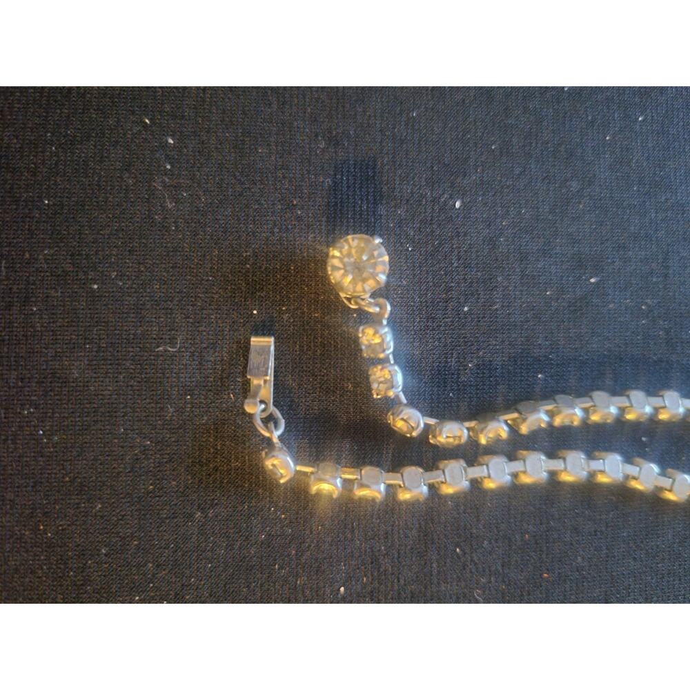 16" Vintage Clear Rhinestone Choker Necklace - Picture 4 of 4